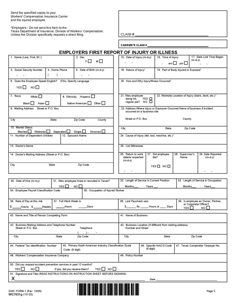 Send the specified copies to your Workers' Compensation Insurance Carrier and the injured employee.