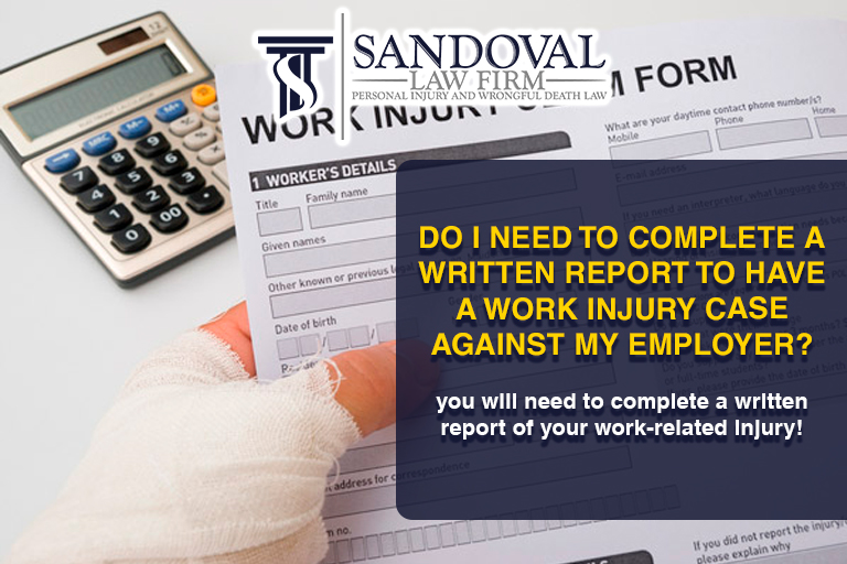 In most cases, you will need to complete a written report of your work-related injury to have a valid work injury case against your employer.